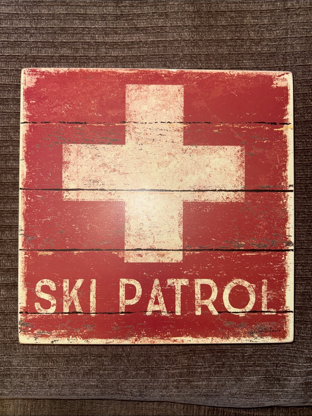 Primitives by Kathy Ski Patrol Wall Art - Red and Cream